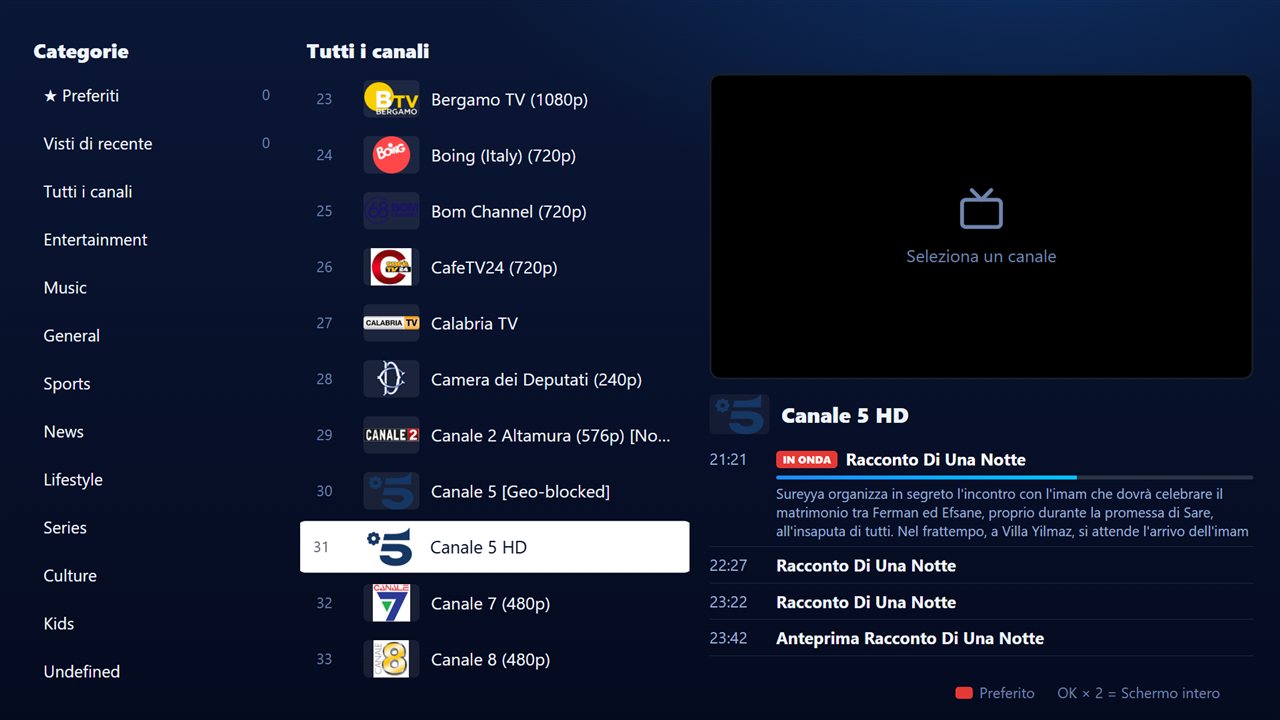 Live TV con guida